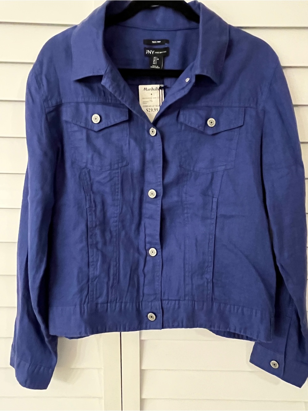 Jones New York Cobalt Blue Button-Front Jean Jacket